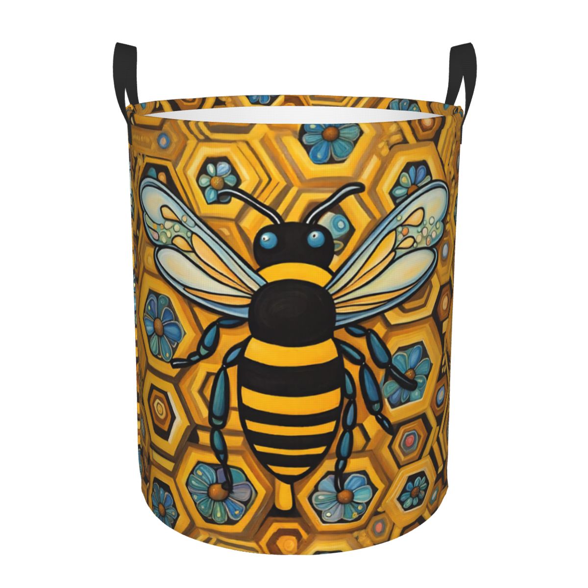 Baby Nursery Hamper - Bee And Honeycomb Print Laundry Basket
