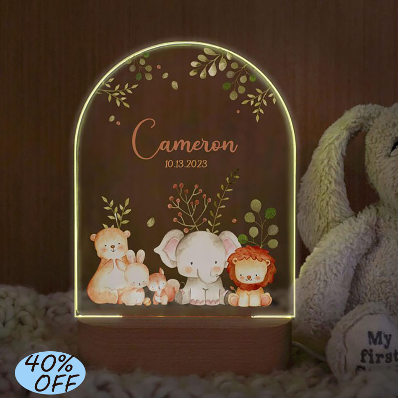 Baby Nursery Boy - Custom Name Baby Night Light Personalized