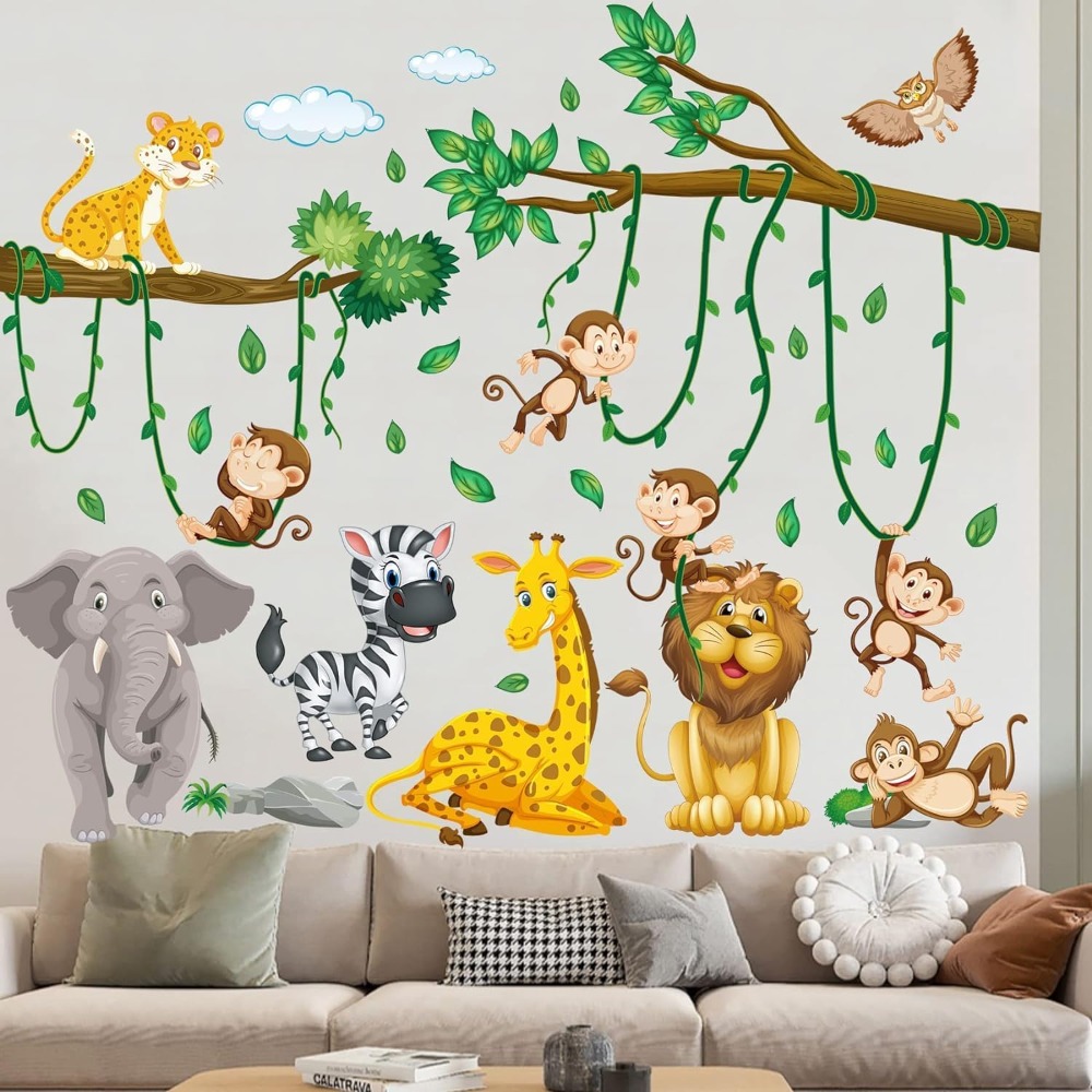 Baby Nursery Boy - Jungle Animal Tree Vine Wall Stickers