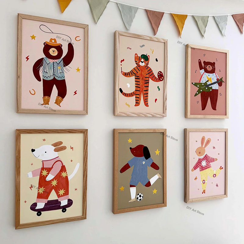 Baby Nursery Art - Funny Cartoon Animal Nursery Wall Art