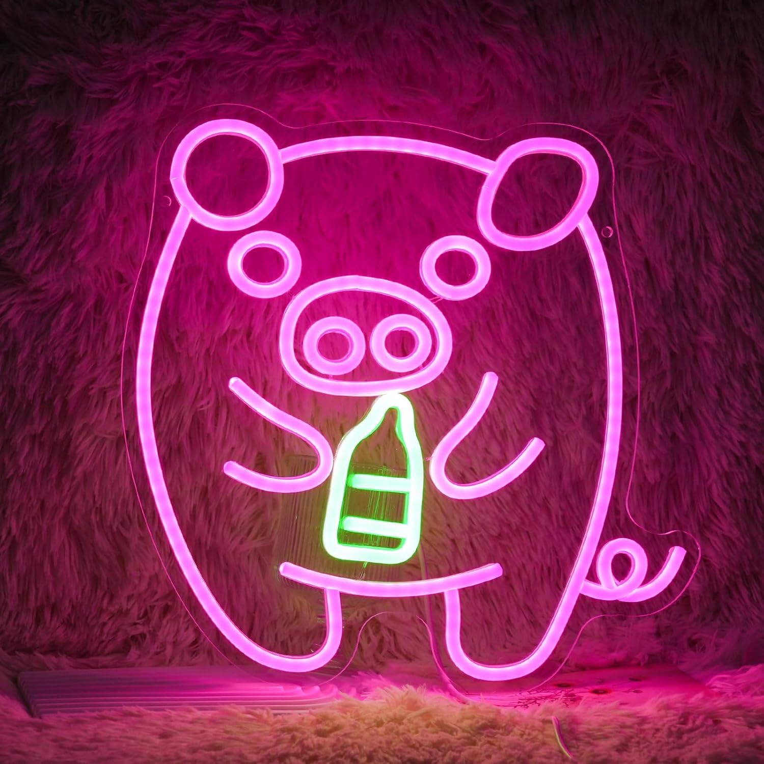 Baby Nursery Lamp - Baby Pig Milk Bottle Neon Sign