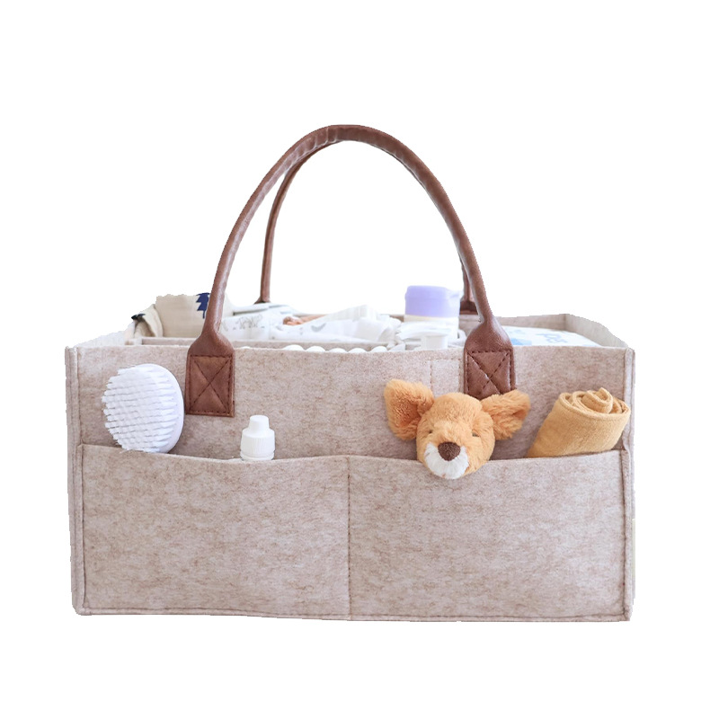 Diaper Caddy Organizer - Baby Felt Storage Nursery Organizer Basket