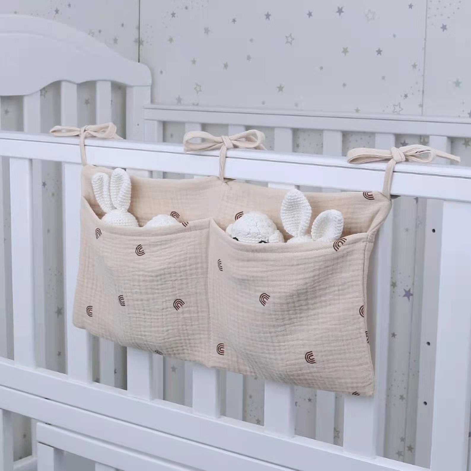 Diaper Caddy Organizer - Portable Baby Crib Storage Bag Nappy
