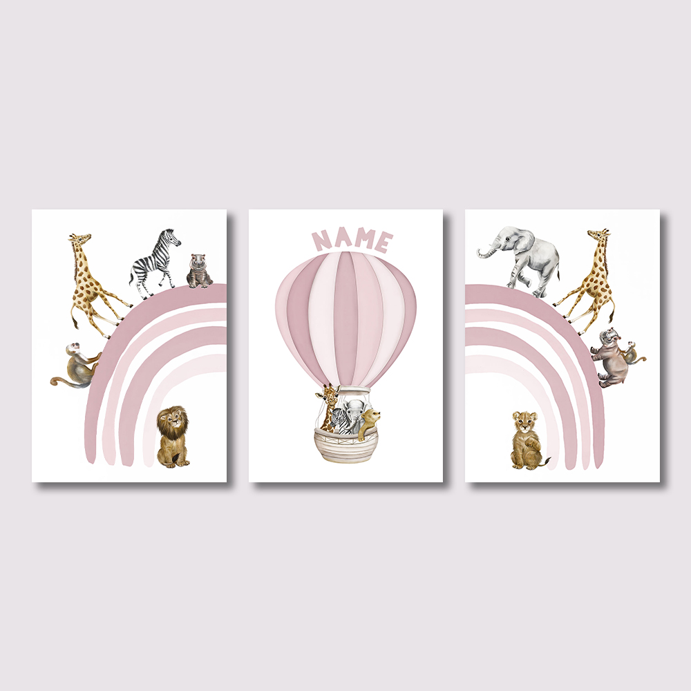 Baby Nursery Art - 3PCS Safari Animal Nursery Canvas Print,