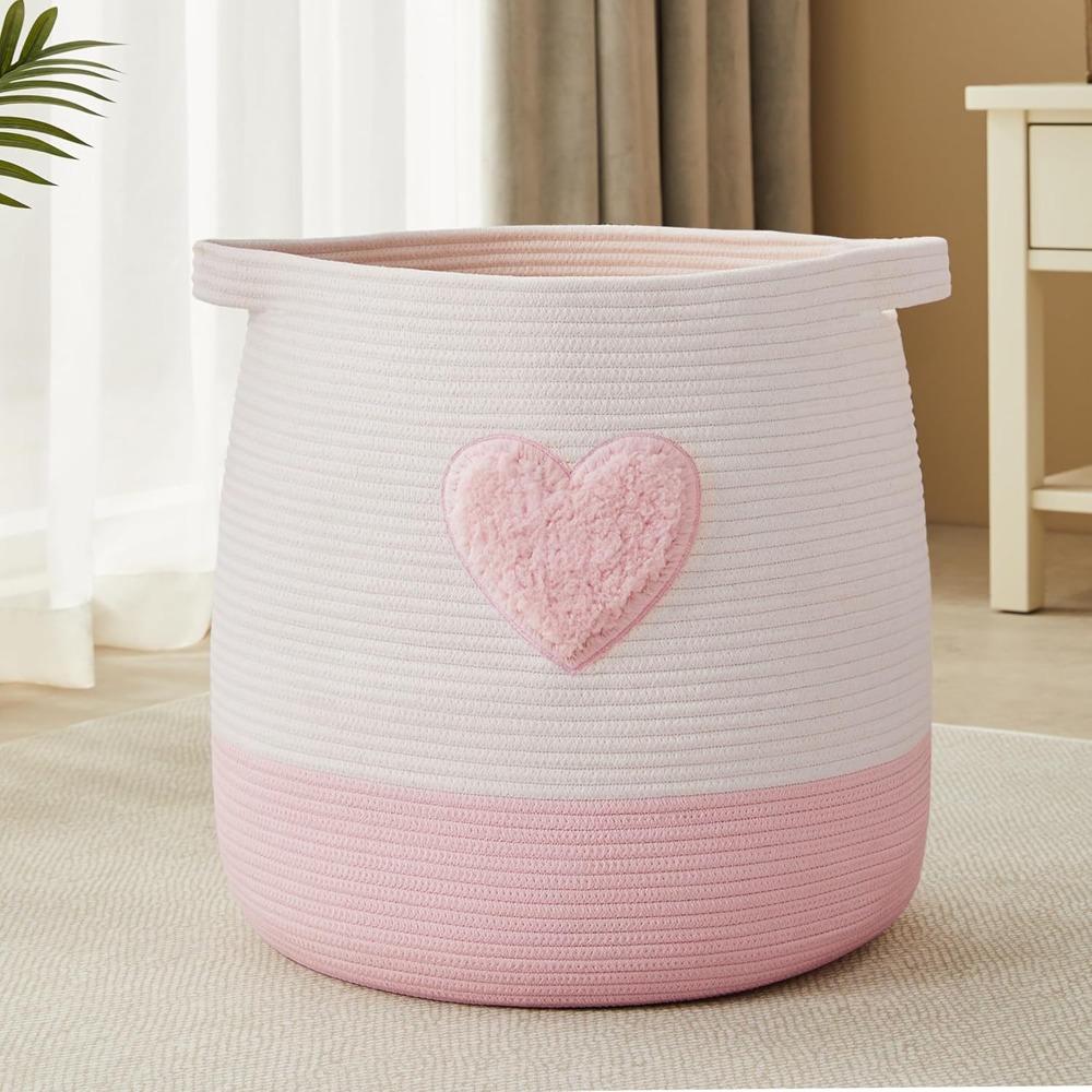 Baby Nursery Hamper - Pink Laundry Basket Hamper for Kids