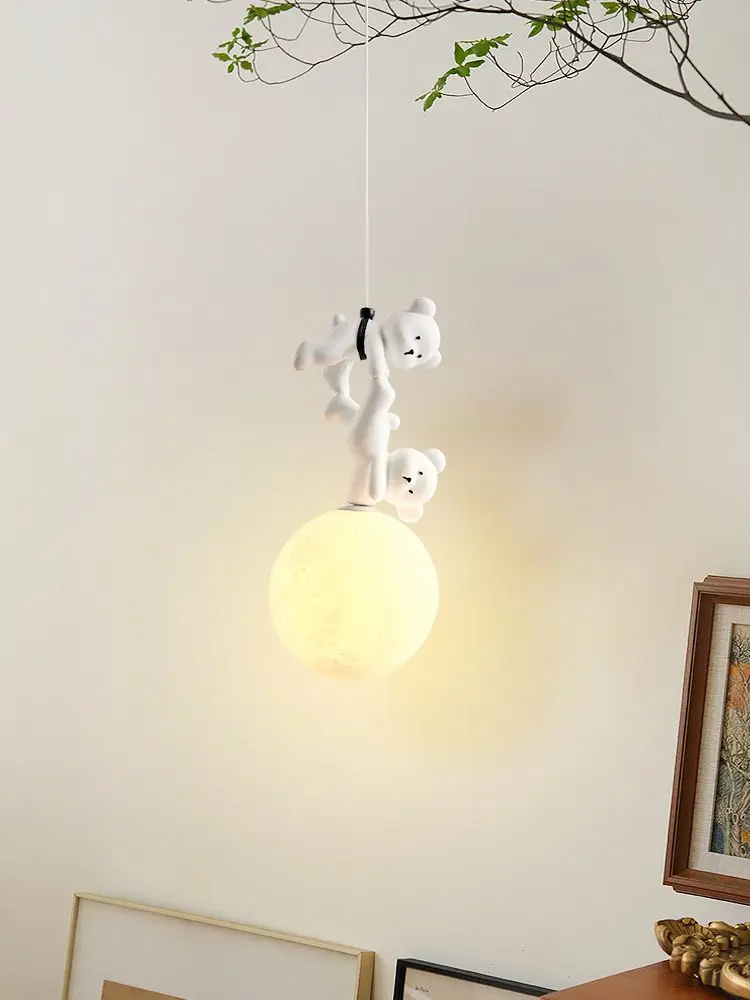 Baby Nursery Boy - Bear Lamp Cartoon Nursery Bedside Pendant