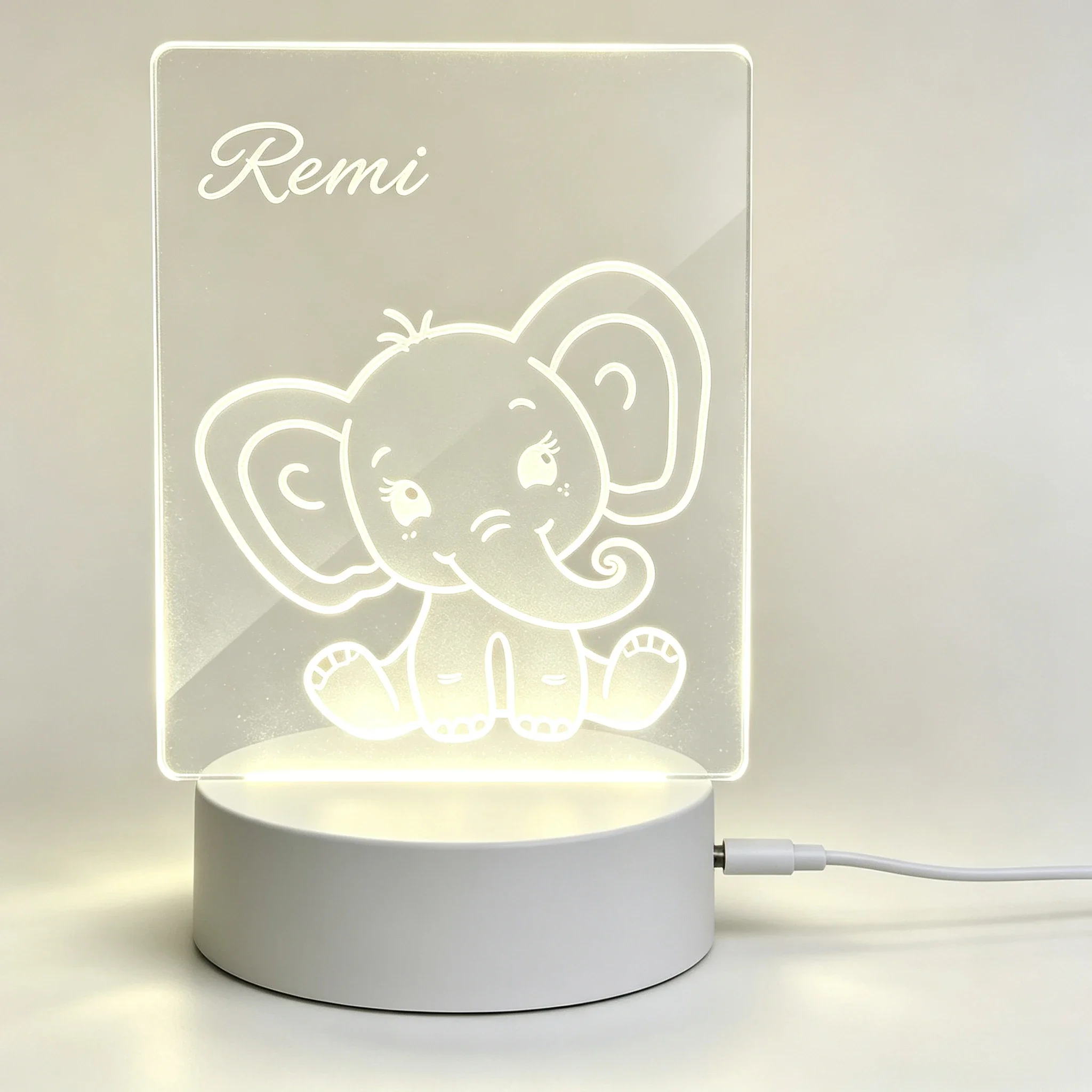 Baby Nursery Elephant - Custom Name Cute Baby Elephant Silhouette