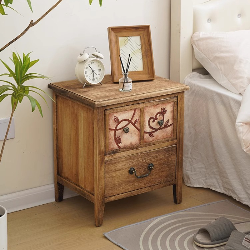 Baby Nursery Table - Natural Wood Nightstand Waterproof Finish Modern