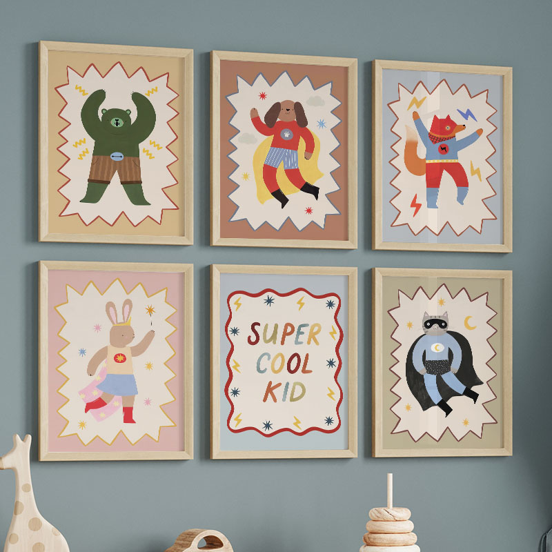 Baby Nursery Art - Funny Cartoon Super Cool Kid Nursery