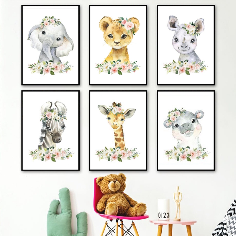 Floral Jungle Animals Canvas P - đánh giá và giá Baby Nursery Elephant