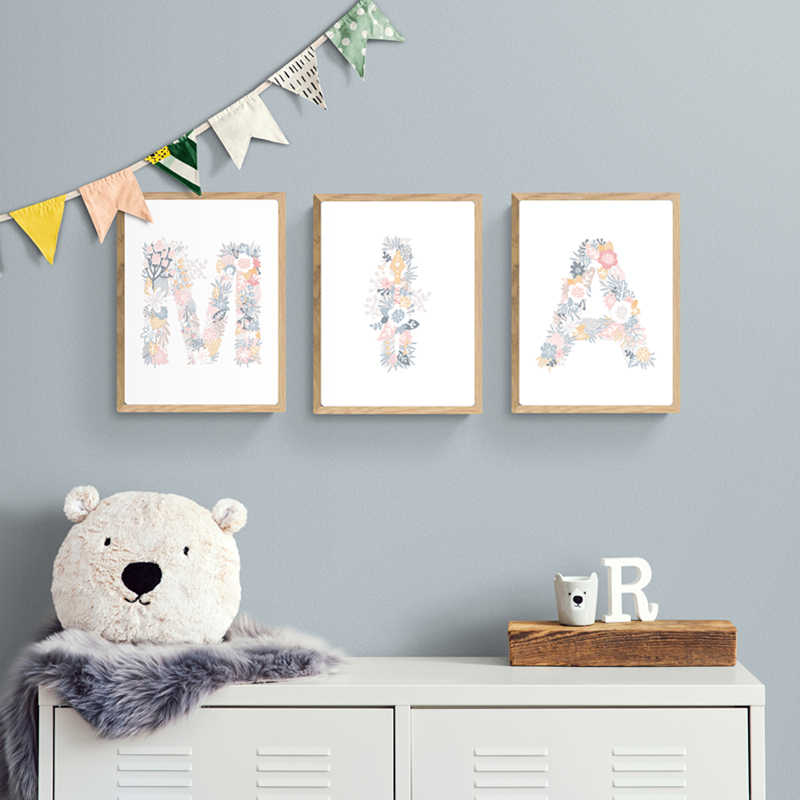 1PC frameless Floral Alphabet  - đánh giá và giá Baby Unicorn Nursery