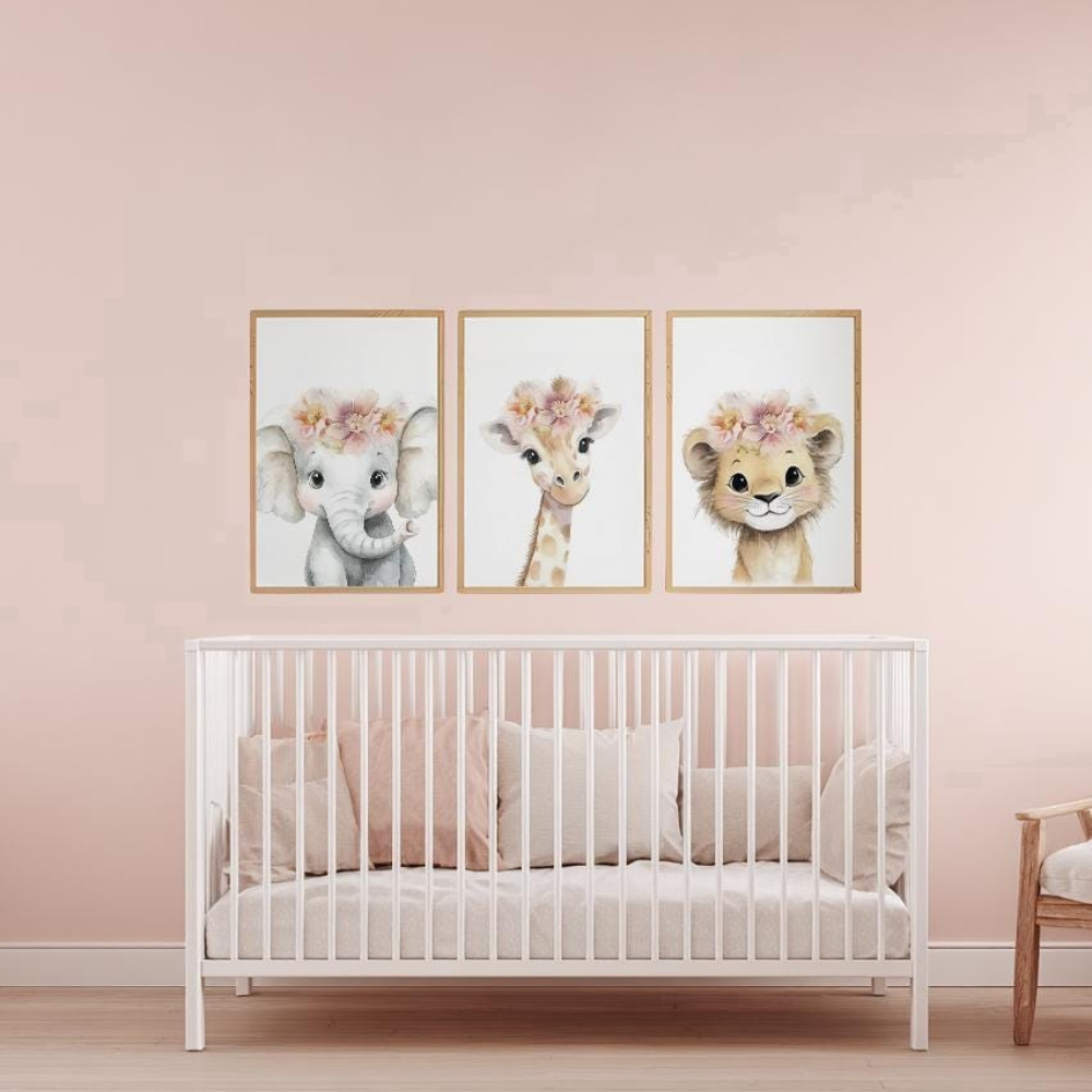 Baby Girl Nursery Wall Art Set - đánh giá và giá Baby Nursery Elephant