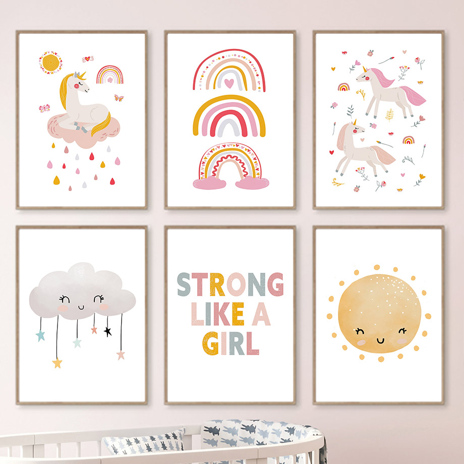 Kawaii Cartoon Unicorn Rainbow - đánh giá và giá Baby Unicorn Nursery
