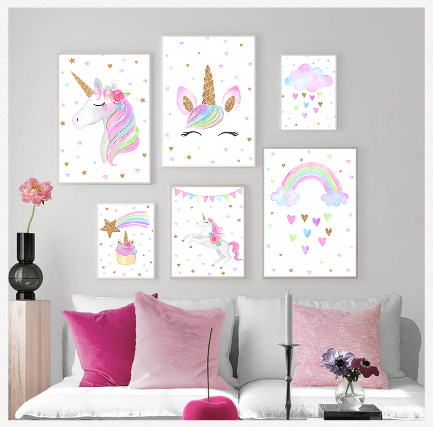 Cute Canvas Painting Nordic De - đánh giá và giá Baby Unicorn Nursery