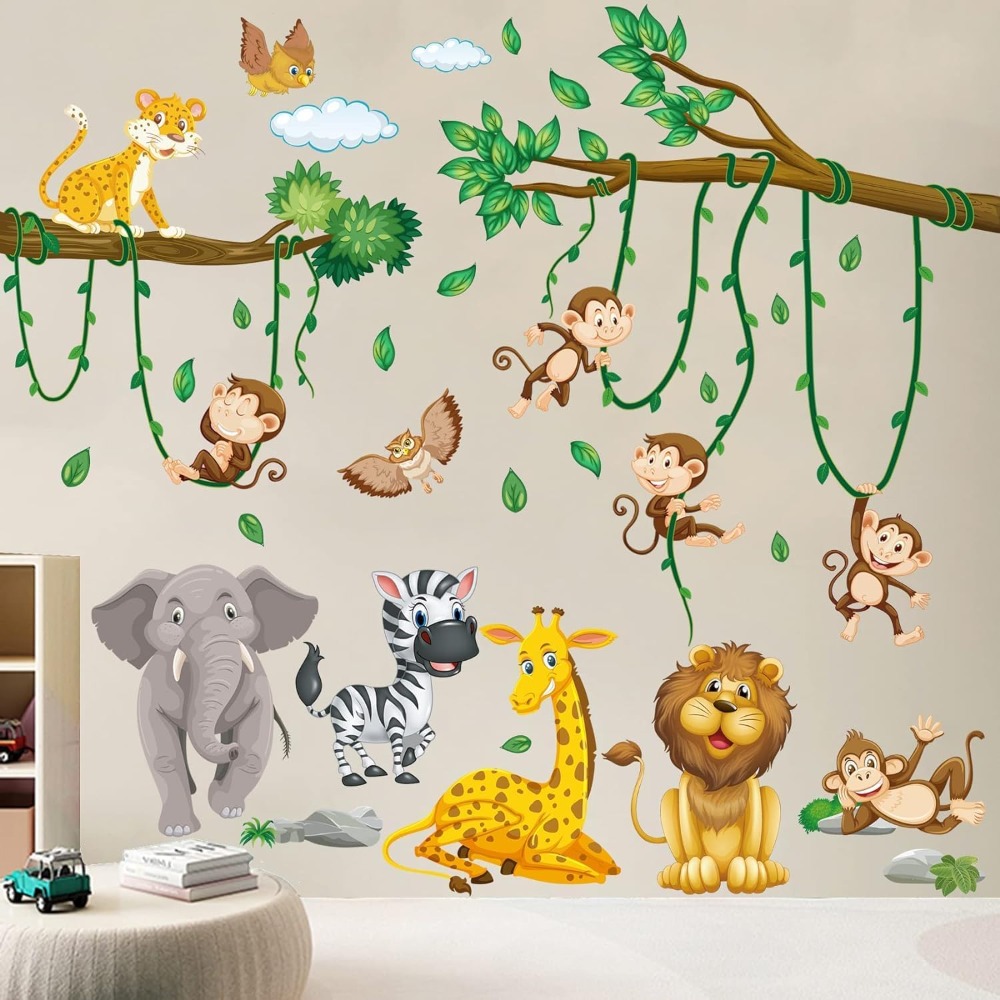 Jungle Animal Tree Vine Wall S - đánh giá và giá Baby Nursery Boy
