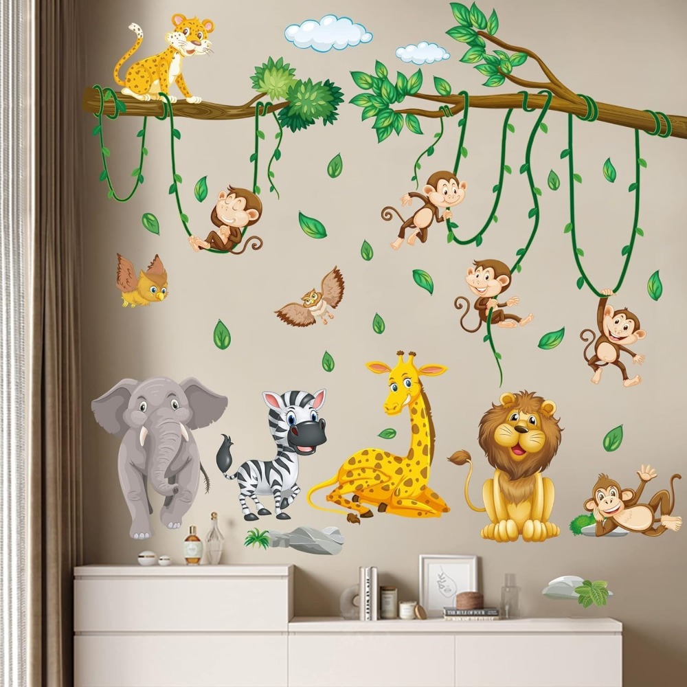 Jungle Animal Tree Vine Wall S - đánh giá và giá Baby Nursery Boy