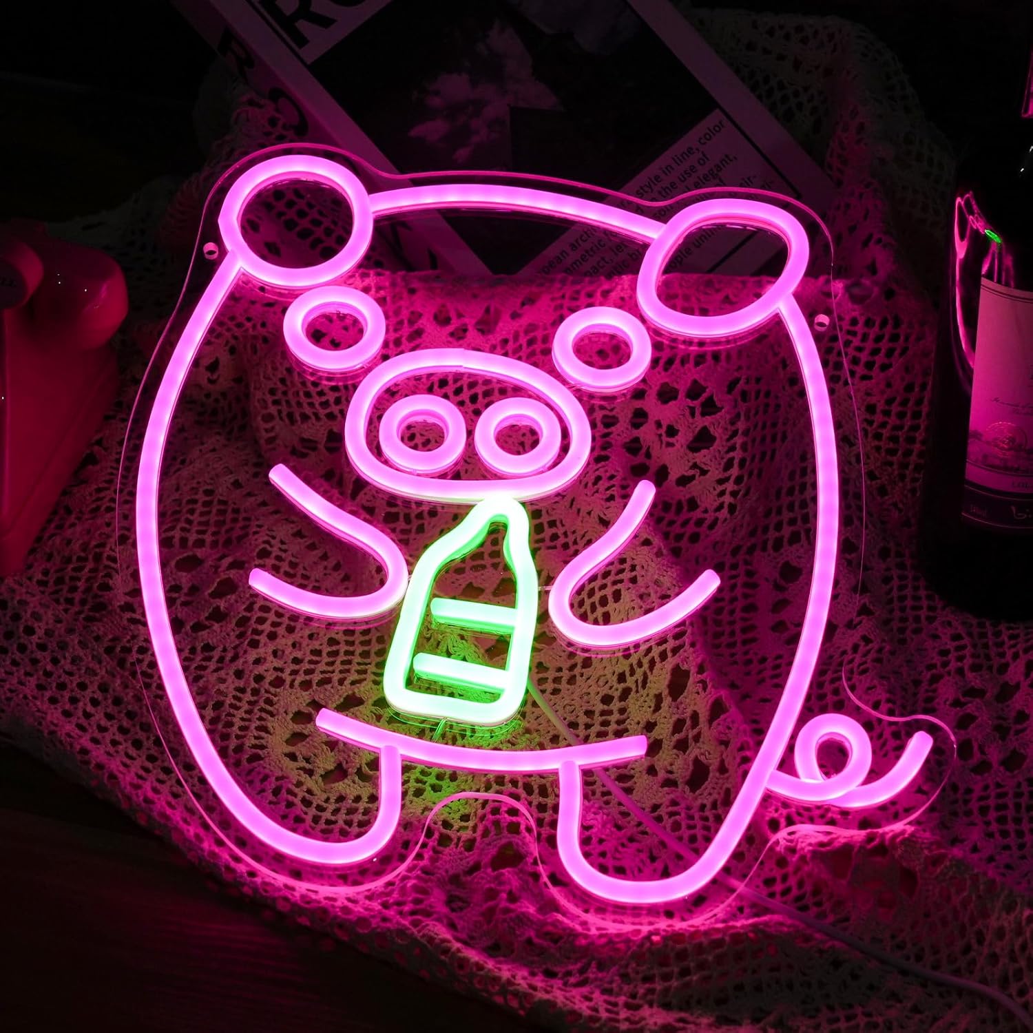 Baby Pig Milk Bottle Neon Sign - đánh giá và giá Baby Nursery Lamp