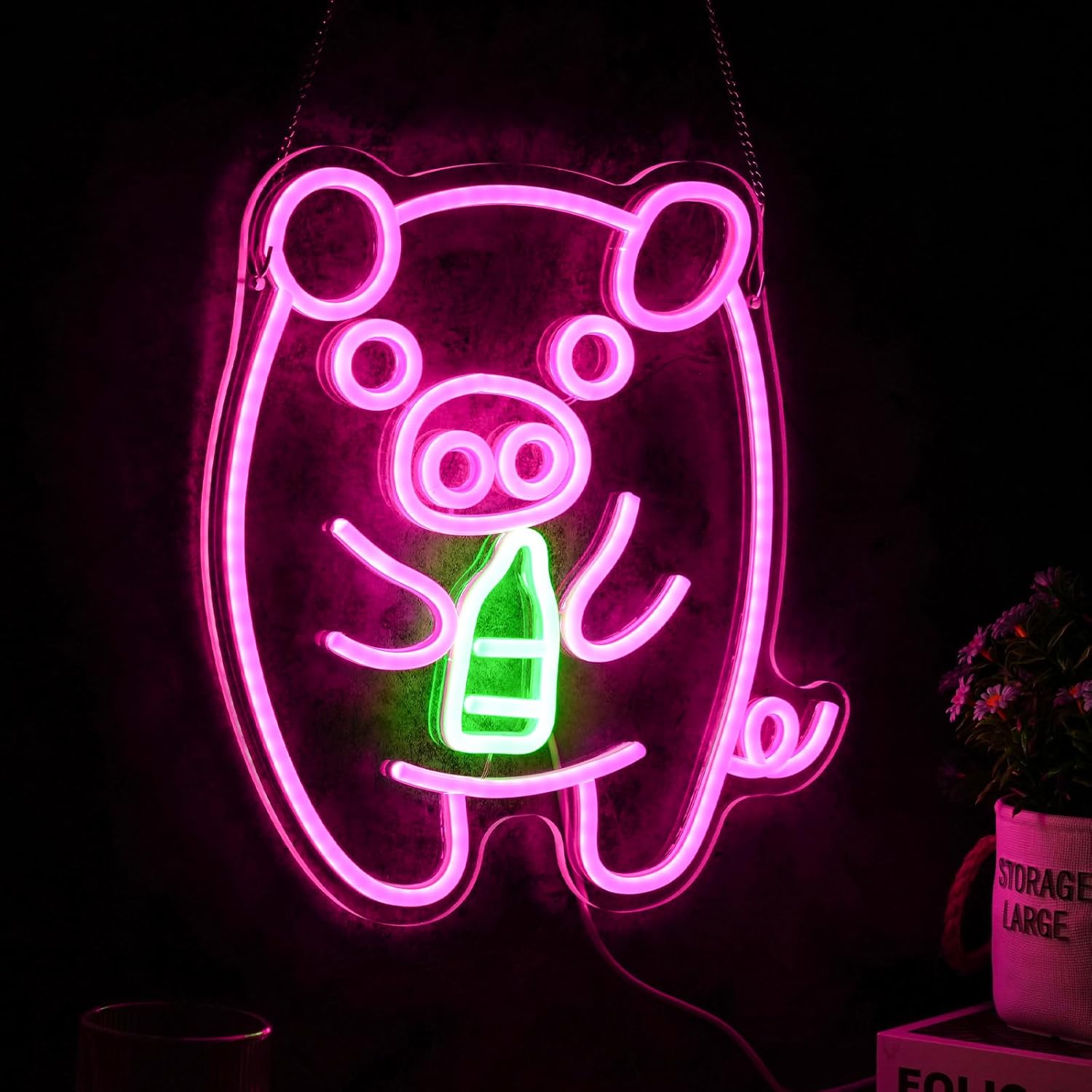 Baby Pig Milk Bottle Neon Sign - đánh giá và giá Baby Nursery Lamp