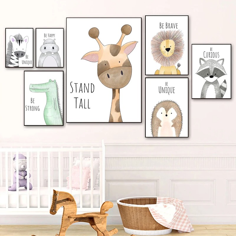 Cartoon Animal Canvas Painting - đánh giá và giá Baby Zebra Nursery