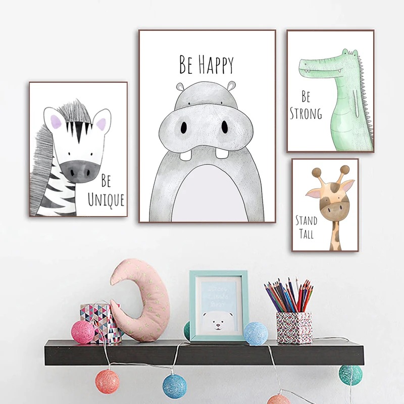 Cartoon Animal Canvas Painting - đánh giá và giá Baby Zebra Nursery