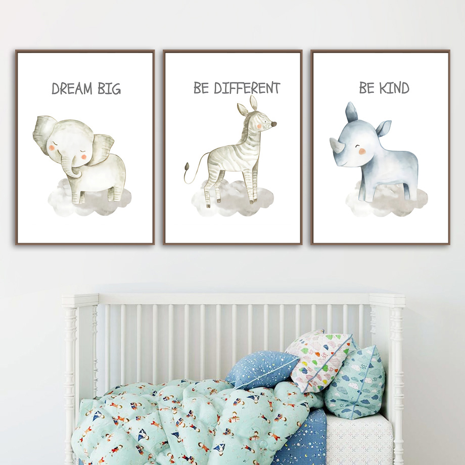Nursery Wall Art Canvas Painti - đánh giá và giá Baby Nursery Elephant