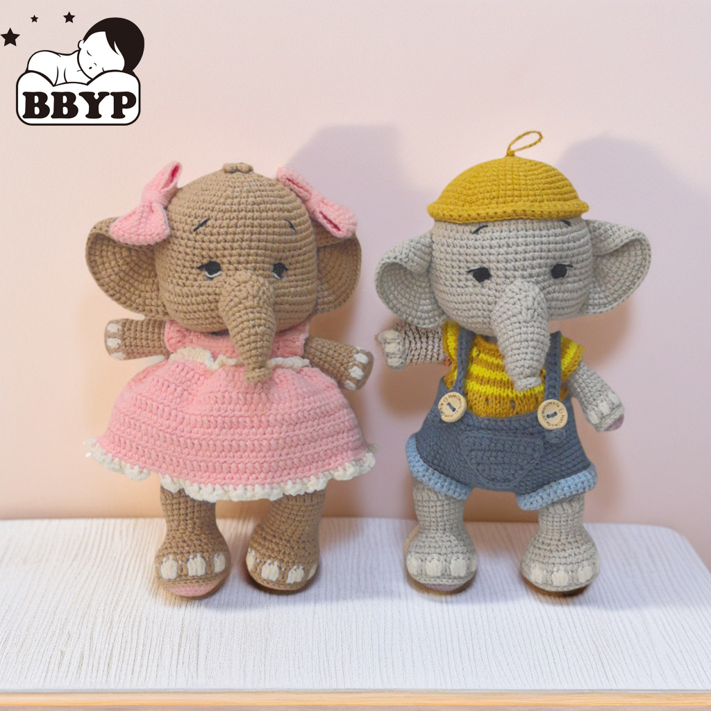 Handmade Knitted Soft Crochet  - đánh giá và giá Baby Nursery Elephant