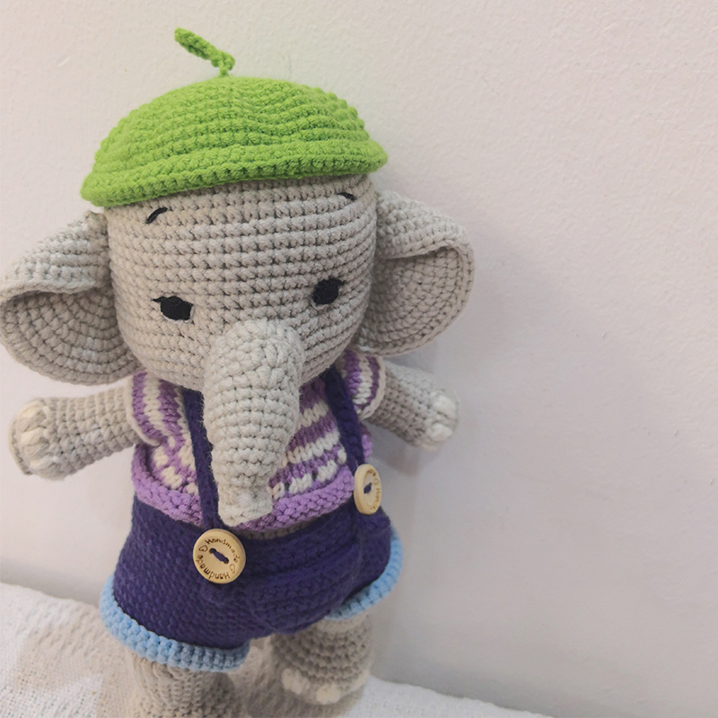 Handmade Knitted Soft Crochet  - đánh giá và giá Baby Nursery Elephant