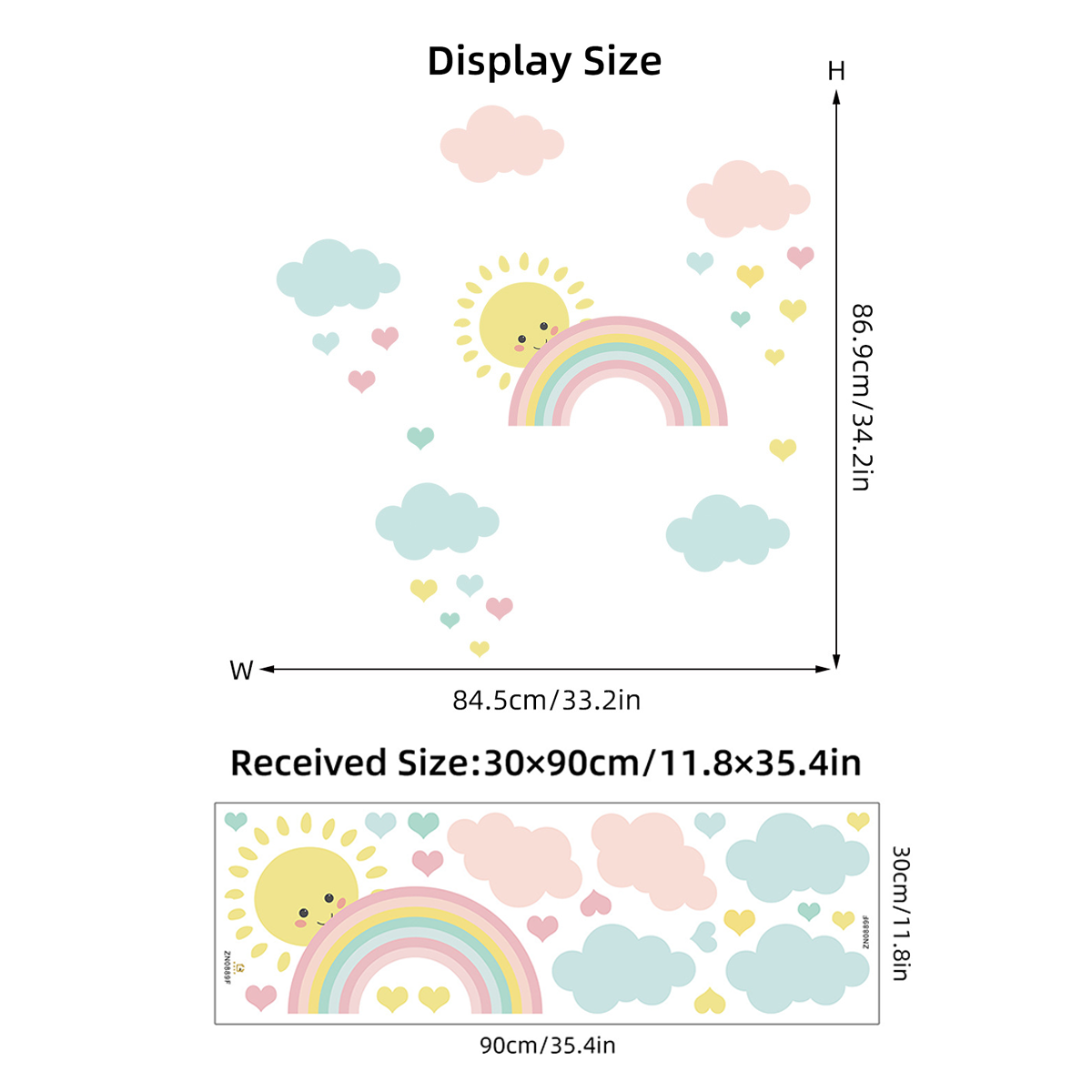 Cartoon Sun Rainbow Clouds Wal - đánh giá và giá Baby Nursery Boy