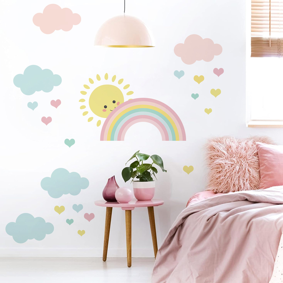Cartoon Sun Rainbow Clouds Wal - đánh giá và giá Baby Nursery Boy