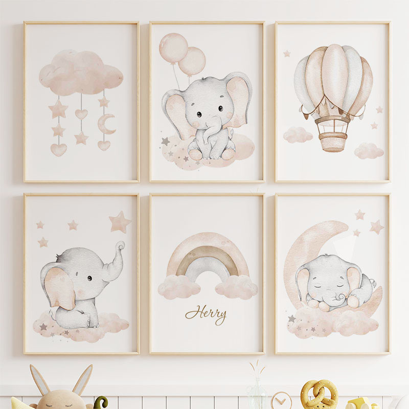 Cute Elephant Hot Balloon Moon - đánh giá và giá Baby Nursery Art