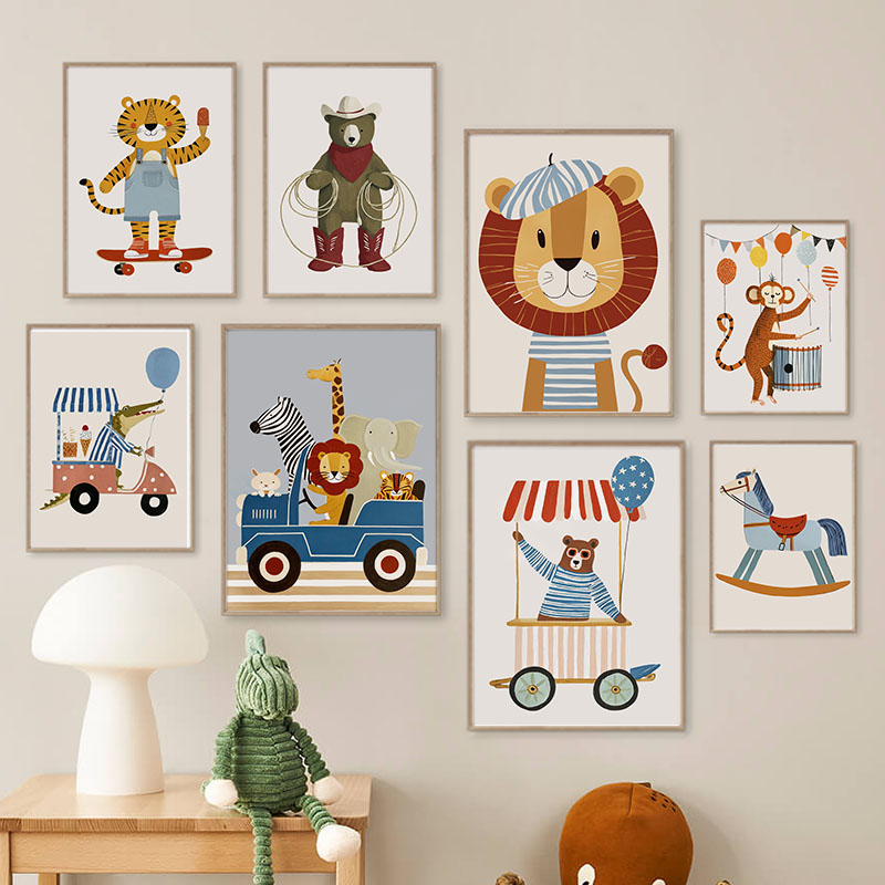 Funny Cartoon Animal Car Ballo - đánh giá và giá Baby Nursery Art
