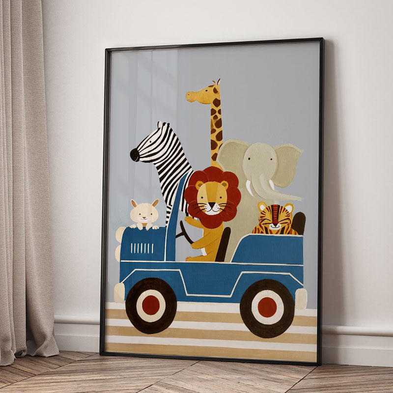 Funny Cartoon Animal Car Ballo - đánh giá và giá Baby Nursery Art