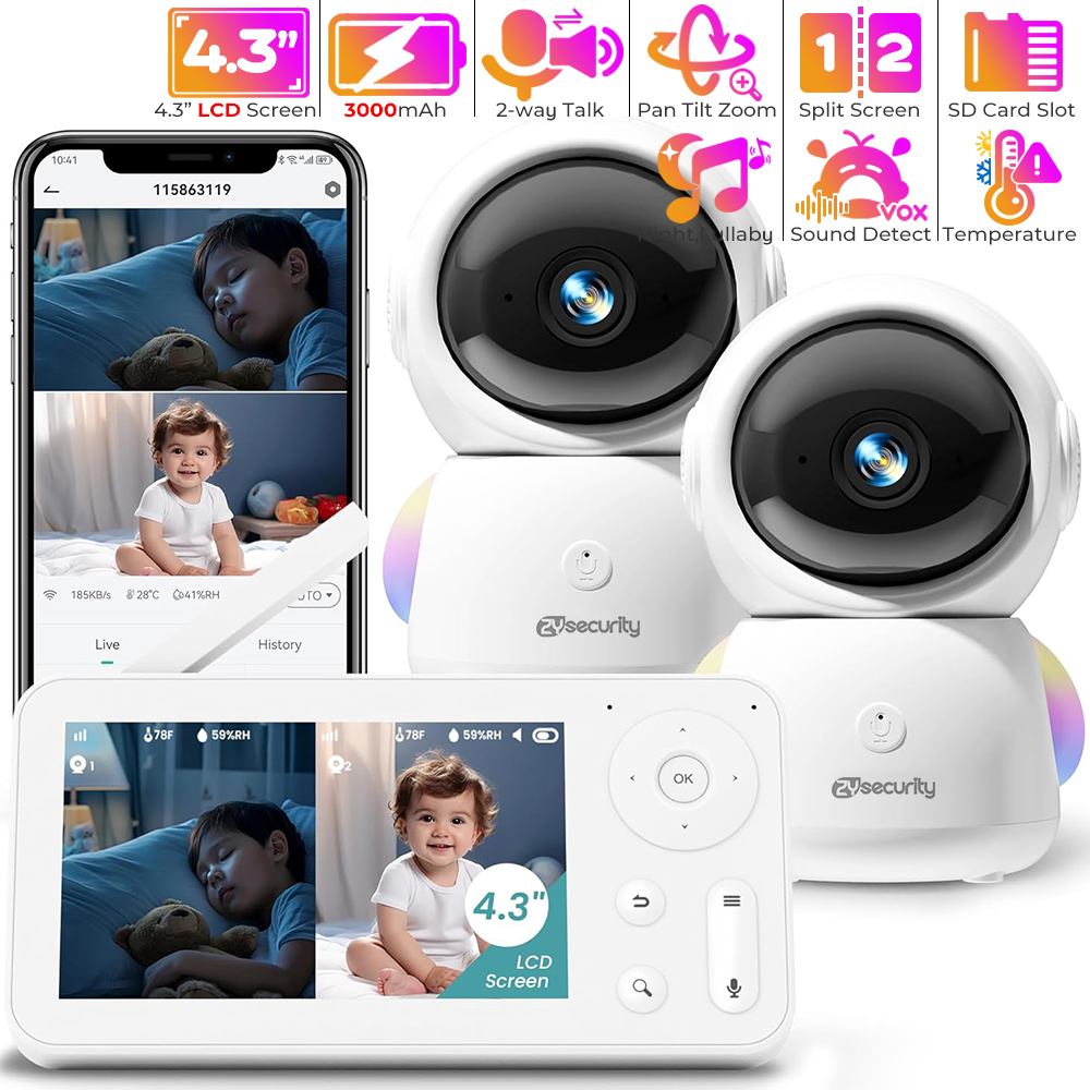 2K Baby Monitor with 2 Cameras - đánh giá và giá Baby Nursery Night Light