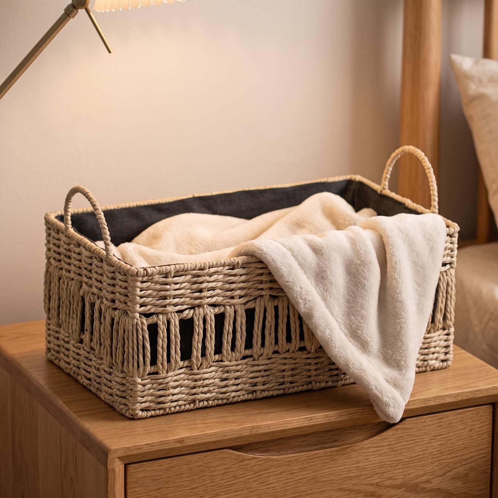 Woven Storage Basket with Hand - đánh giá và giá Baby Nursery Closet