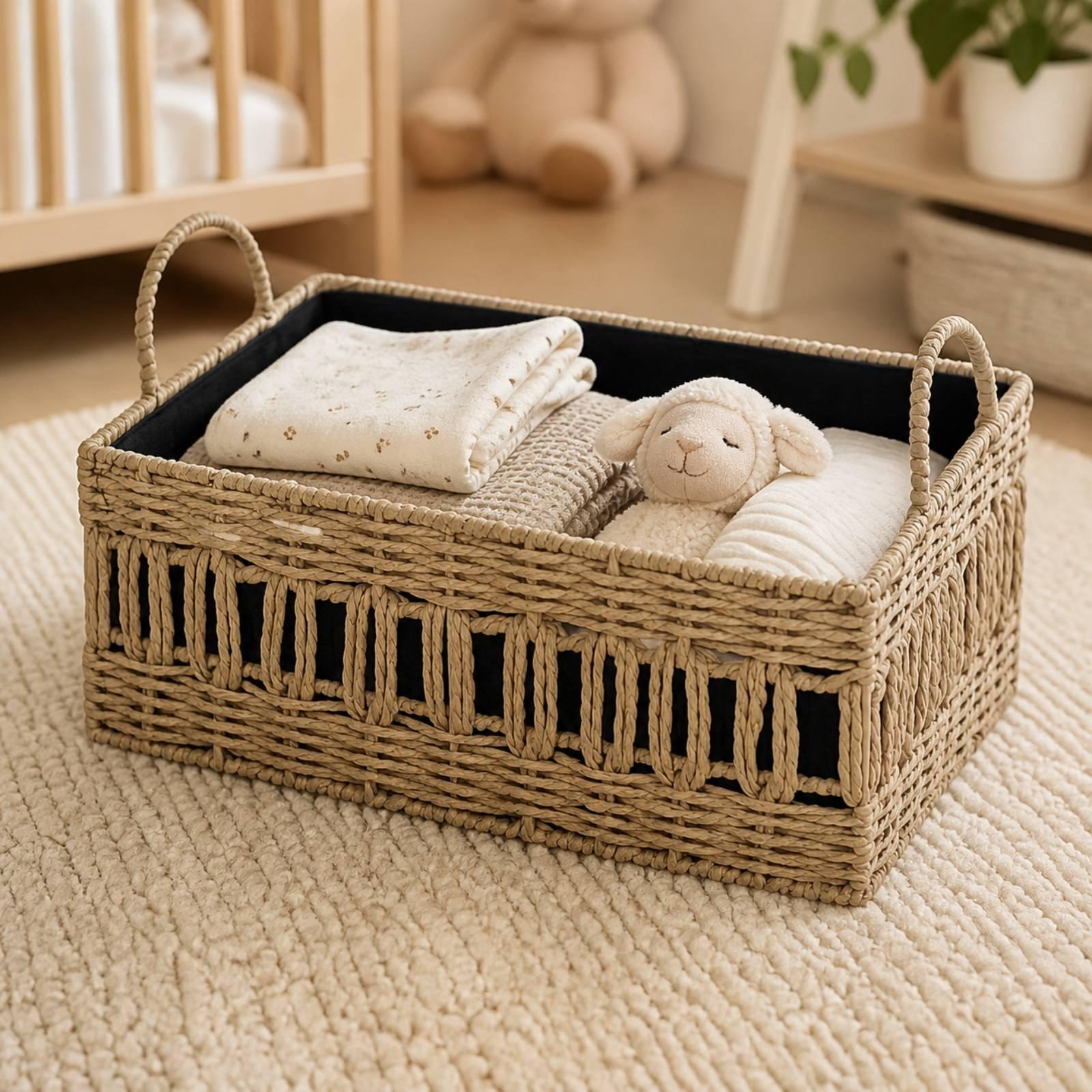 Woven Storage Basket with Hand - đánh giá và giá Baby Nursery Closet