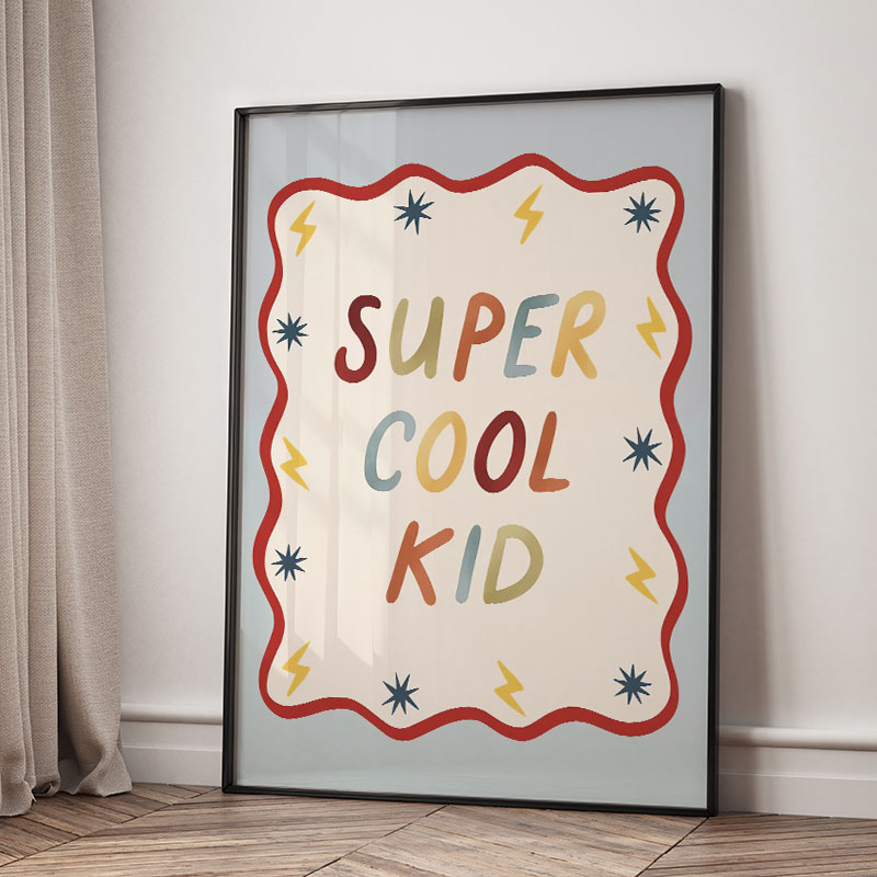 Funny Cartoon Super Cool Kid N - đánh giá và giá Baby Nursery Art